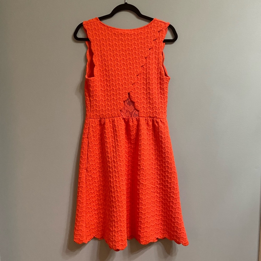 [[Anthropologie]] Maeve Coral Scalloped Dress, Size Medium - Picture 4 of 13